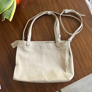 Genuine large pebbled leather shoulder bag with removable crossbody strap
